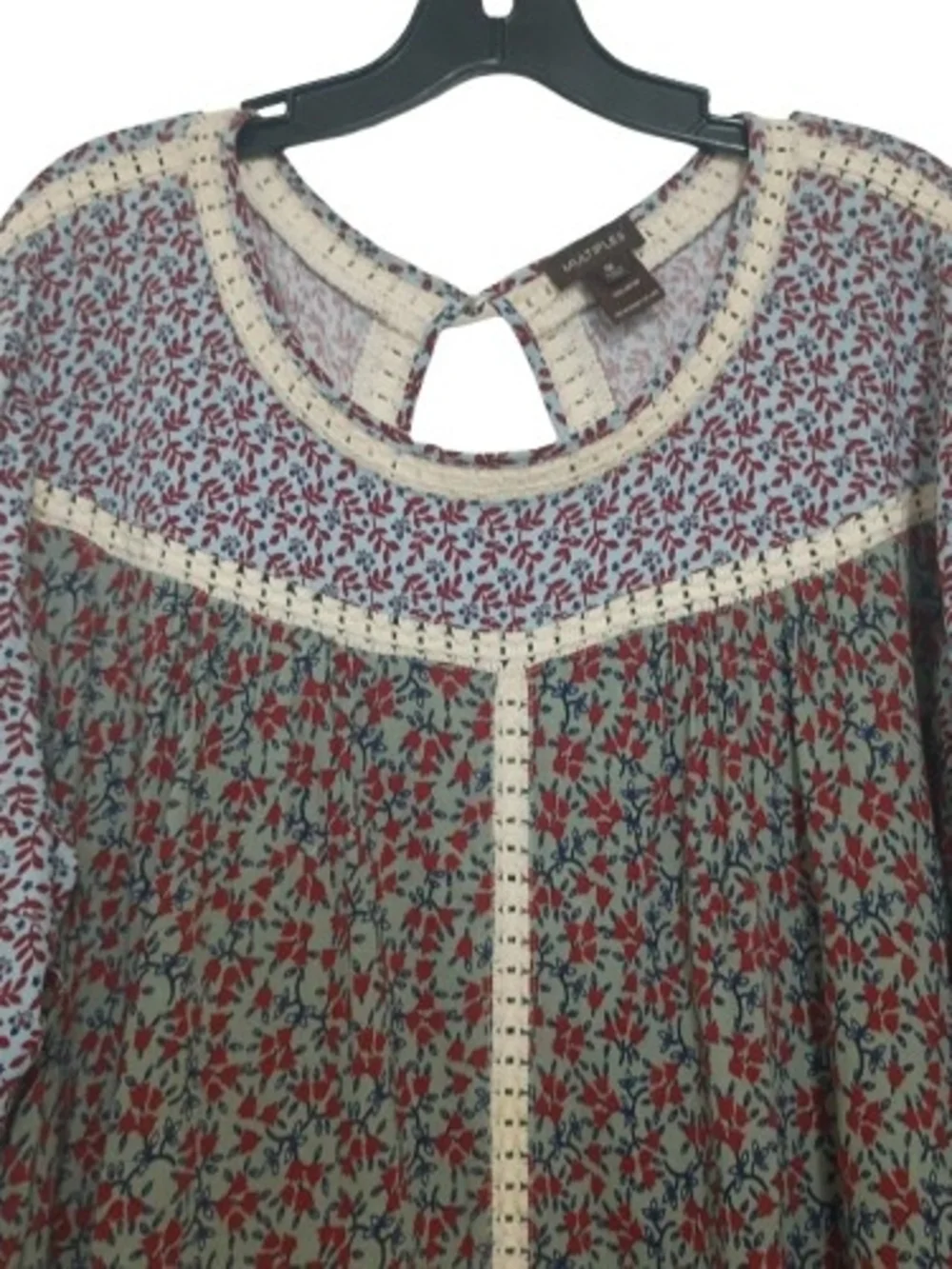 Boho Floral Patchwork Print Cottage Fairy Blouse 1X Festival Romantic - Picture 4 of 12
